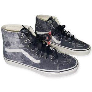 VANS SK8-HI TAPERED Denim Destroy Gray Canvas Skate Sneaker Men Size 9.5